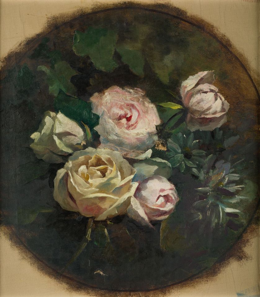 ESCUELA-ESPANOLA-S.-XIX-Tondo-con-rosas-41-5-x-38-cm-