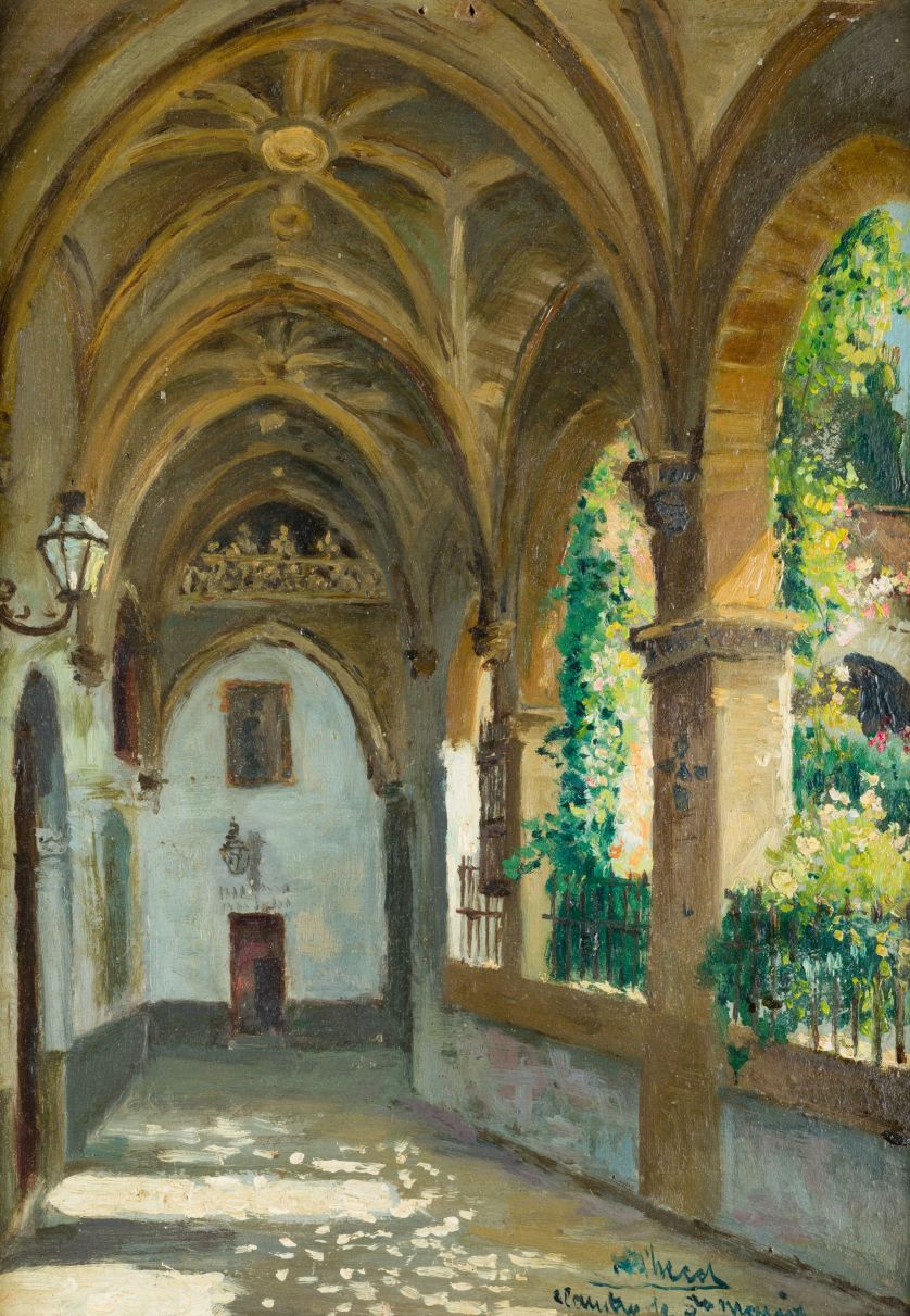 FERNANDO-MARTINEZ-CHECA-Requena-Valencia-1858-1933-Claustro-de-Santa-Maria-35-5-x-26-cm-