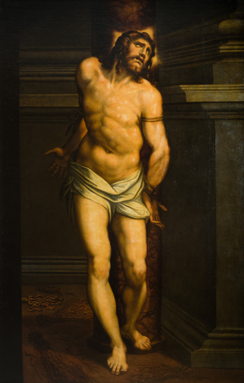ESCUELA-ITALIANA-S.-XVII-Cristo-atado-a-la-columna-194-x-126-cm