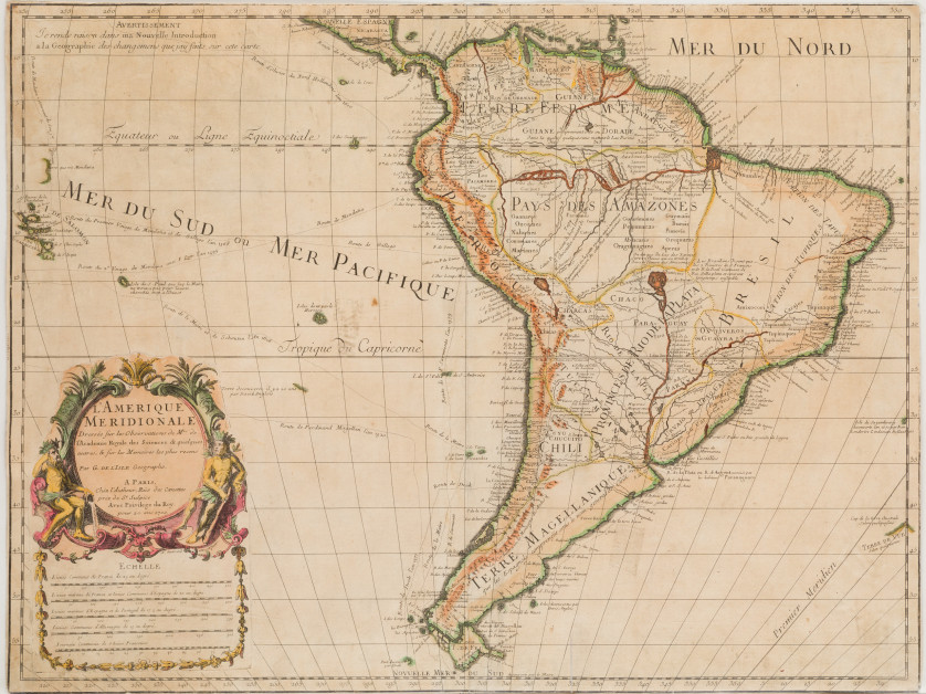 GUILLAUME-DE-LISLE-Paris-1675-1726-L-Amerique-Meridionale-46-x-61-cm
