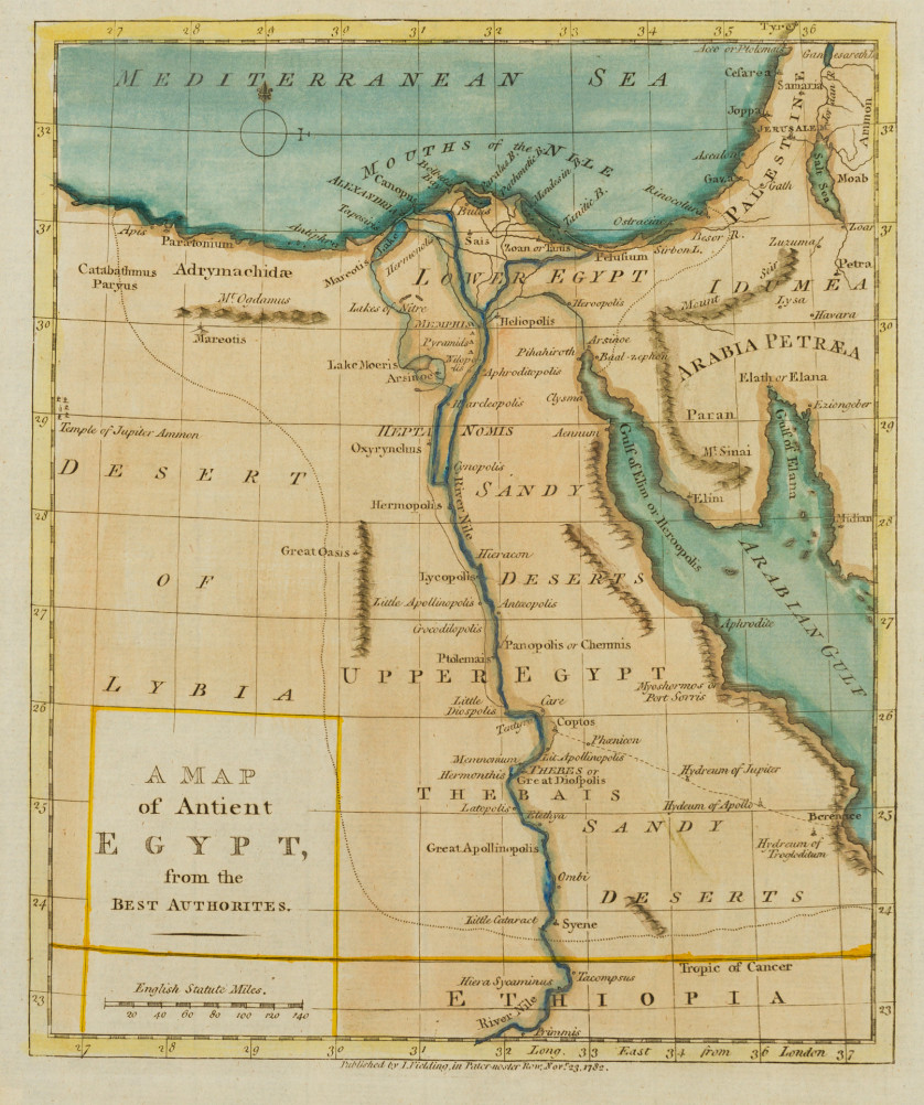 JOHN-FIELDING-activo-Londres-1750-1785-Mapa-del-Antiguo-Egipto-1782-Huella-24-x-19-8-cm-Papel-29-x-23-cm
