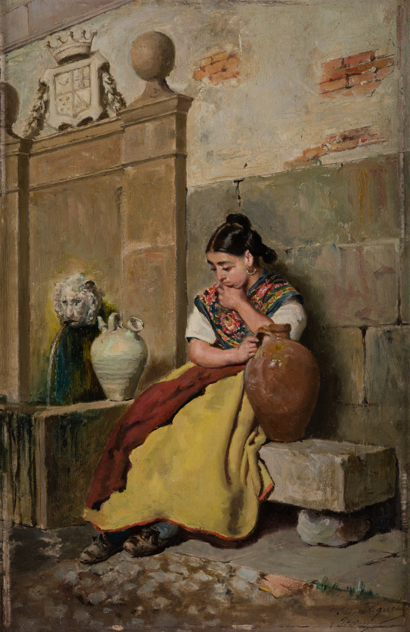 FRANCISCO-JAVIER-MENDIGUCHIA-Madrid-1828-1891-Joven-aguadora-35-x-23-5-cm