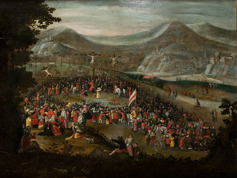 JAN-PIETER-BRUEGHEL-Amberes-1628-Italia-1664-Crucifixion-56-5-x-73-cm