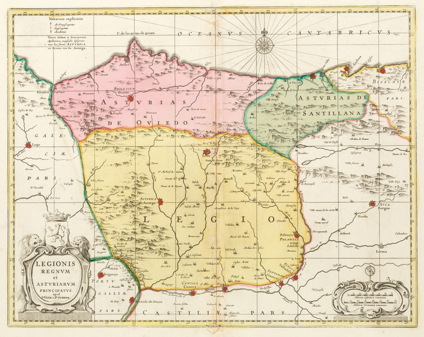 JOHANNES-JANSSONIUS-Arnhem-1588-Amsterdam-1664-Reino-de-Leon-y-principado-de-Asturias-Huella-38-x-48-cm.