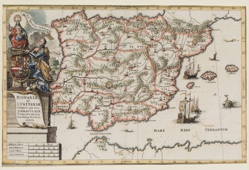 HEINRICH-SCHERER-1628-1704-Mapa-de-la-Peninsula-Iberica-Medidas-22-8-x-35-cm.